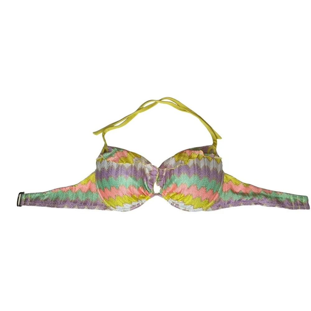 Womens Victorias Secret Zig Zag Chevron Print Knit Push Up‎ Bikini Top Size 36D